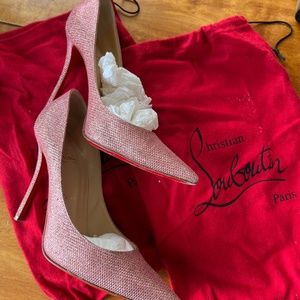 Christian Louboutin Paris Decoltish 100 Glitter Heel in Pink, Size 39.5